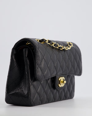 Chanel Black Small Classic Double Flap Bag in Caviar Leather with Gold Hardware