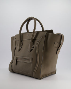 Celine Taupe Phantom Luggage Handbag in Grained Calfskin Leather Silver Hardware