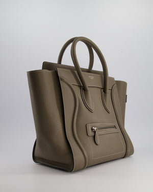 Celine Taupe Phantom Luggage Handbag in Grained Calfskin Leather Silver Hardware