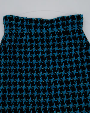 Chanel 07/A Turquoise Houndstooth Pencil Skirt Size FR 36 (UK 8)