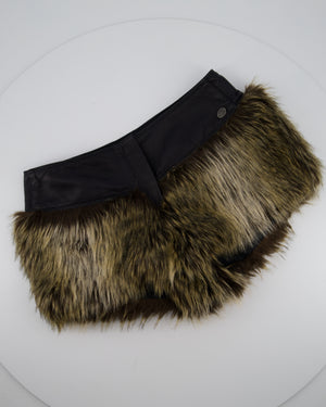 Chanel FW/10 Brown Faux Fur and Leather Shorts Size FR 36 (UK 8)