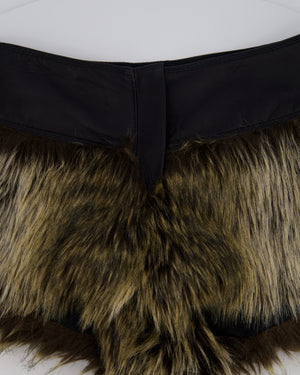 Chanel FW/10 Brown Faux Fur and Leather Shorts Size FR 36 (UK 8)