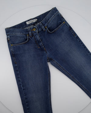 Yves Saint Laurent Blue Stone Wash Skinny Jeans with YSL Logo Detail Size FR 34 (UK 6)