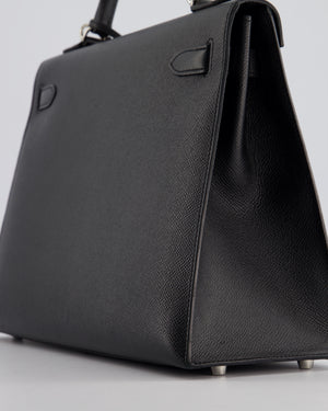 Hermès Kelly 32cm Bag in Black Epsom Leather with Palladium Hardware