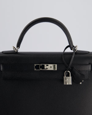 Hermès Kelly 32cm Bag in Black Epsom Leather with Palladium Hardware