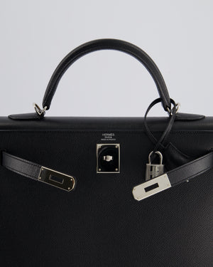 Hermès Kelly 32cm Bag in Black Epsom Leather with Palladium Hardware