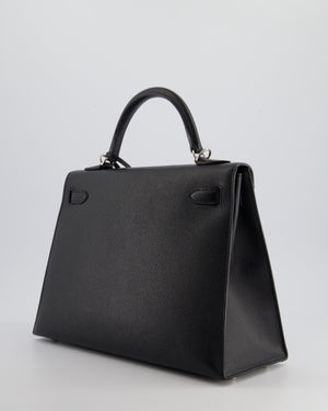 Hermès Kelly 32cm Bag in Black Epsom Leather with Palladium Hardware