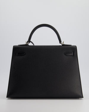 Hermès Kelly 32cm Bag in Black Epsom Leather with Palladium Hardware