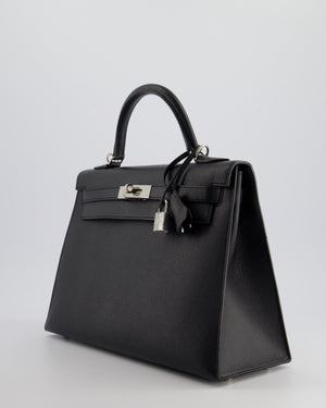 Hermès Kelly 32cm Bag in Black Epsom Leather with Palladium Hardware