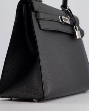 Hermès Kelly 32cm Bag in Black Epsom Leather with Palladium Hardware