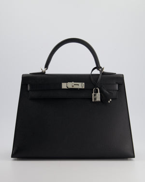 Hermès Kelly 32cm Bag in Black Epsom Leather with Palladium Hardware