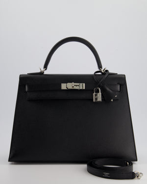 Hermès Kelly 32cm Bag in Black Epsom Leather with Palladium Hardware