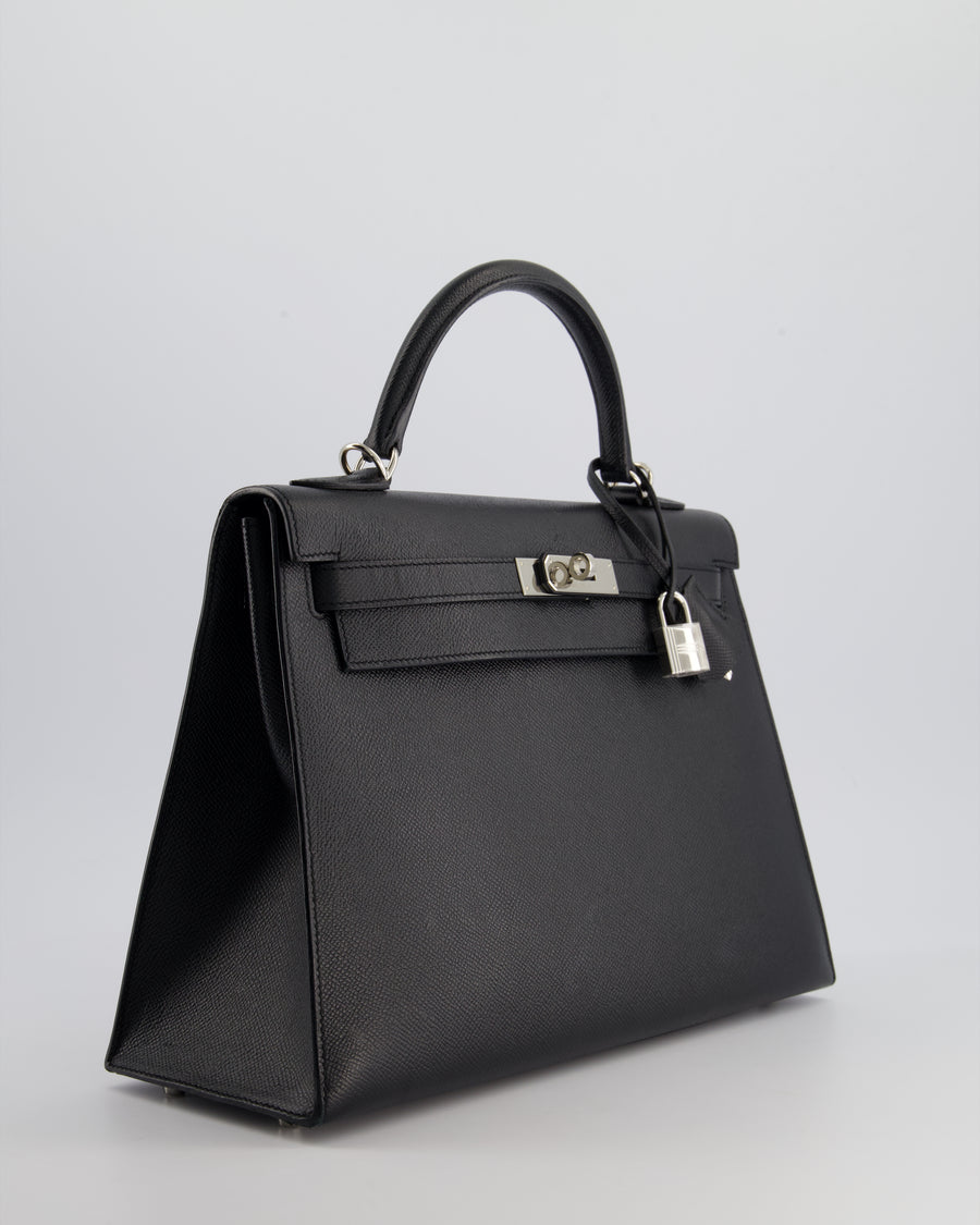 Hermès Kelly 32cm Bag in Black Epsom Leather with Palladium Hardware