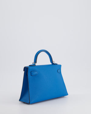 *FIRE PRICE* Hermès Mini Kelly II 20cm Bag In Bleu Zanzibar Chèvre Mysore Leather with Palladium Hardware