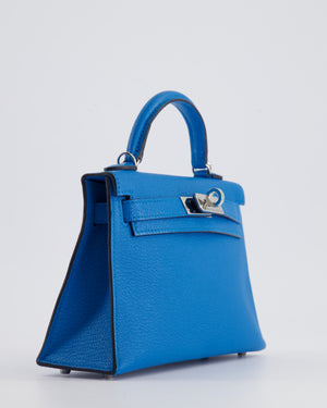 *FIRE PRICE* Hermès Mini Kelly II 20cm Bag In Bleu Zanzibar Chèvre Mysore Leather with Palladium Hardware