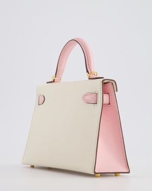 *SUPER HOT* Hermès Mini Kelly HSS II 20cm Bag In Nata & Rose Sakura Chèvre Mysore Leather with Gold Hardware