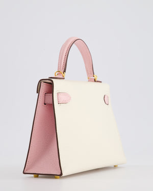 *SUPER HOT* Hermès Mini Kelly HSS II 20cm Bag In Nata & Rose Sakura Chèvre Mysore Leather with Gold Hardware