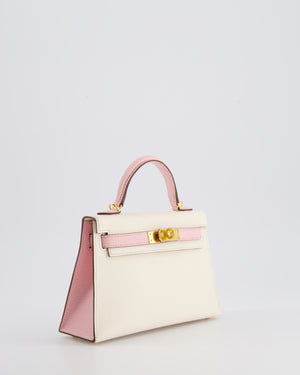 *SUPER HOT* Hermès Mini Kelly HSS II 20cm Bag In Nata & Rose Sakura Chèvre Mysore Leather with Gold Hardware