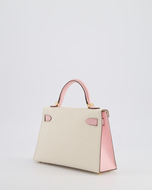 *SUPER HOT* Hermès Mini Kelly HSS II 20cm Bag In Nata & Rose Sakura Chèvre Mysore Leather with Gold Hardware