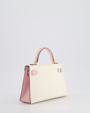 *SUPER HOT* Hermès Mini Kelly HSS II 20cm Bag In Nata & Rose Sakura Chèvre Mysore Leather with Gold Hardware