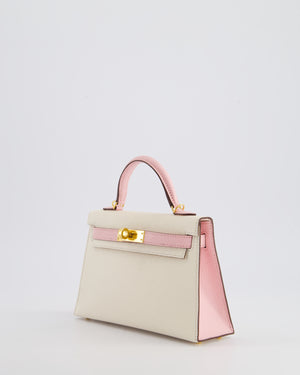 *SUPER HOT* Hermès Mini Kelly HSS II 20cm Bag In Nata & Rose Sakura Chèvre Mysore Leather with Gold Hardware