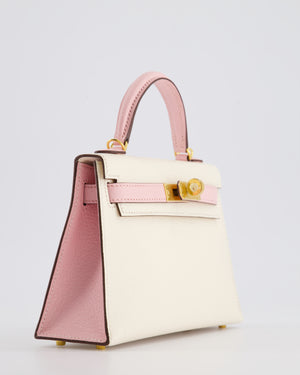 *SUPER HOT* Hermès Mini Kelly HSS II 20cm Bag In Nata & Rose Sakura Chèvre Mysore Leather with Gold Hardware