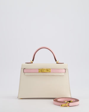 *SUPER HOT* Hermès Mini Kelly HSS II 20cm Bag In Nata & Rose Sakura Chèvre Mysore Leather with Gold Hardware