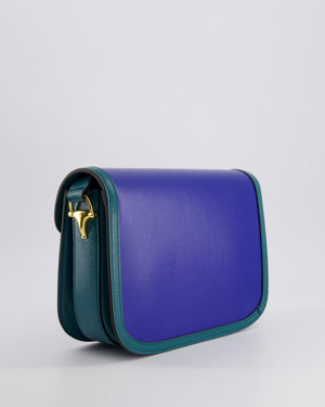 Gucci Horsebit 1955 Small Shoulder Bag in Blue and Green with Gold Hardware RRP £2,650