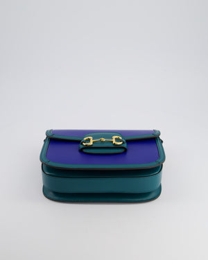 Gucci Horsebit 1955 Small Shoulder Bag in Blue and Green with Gold Hardware RRP £2,650