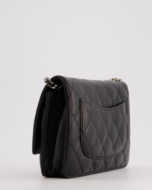 Chanel Black Quilted Wallet on Chain Bag In Lambskin Leather with Silver Hardware