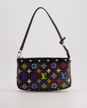 *NEW* Louis Vuitton X Takashi Murakami Black Pochette Accessories Bag in Coated Canvas & Calfskin Leather with Silver Hardware