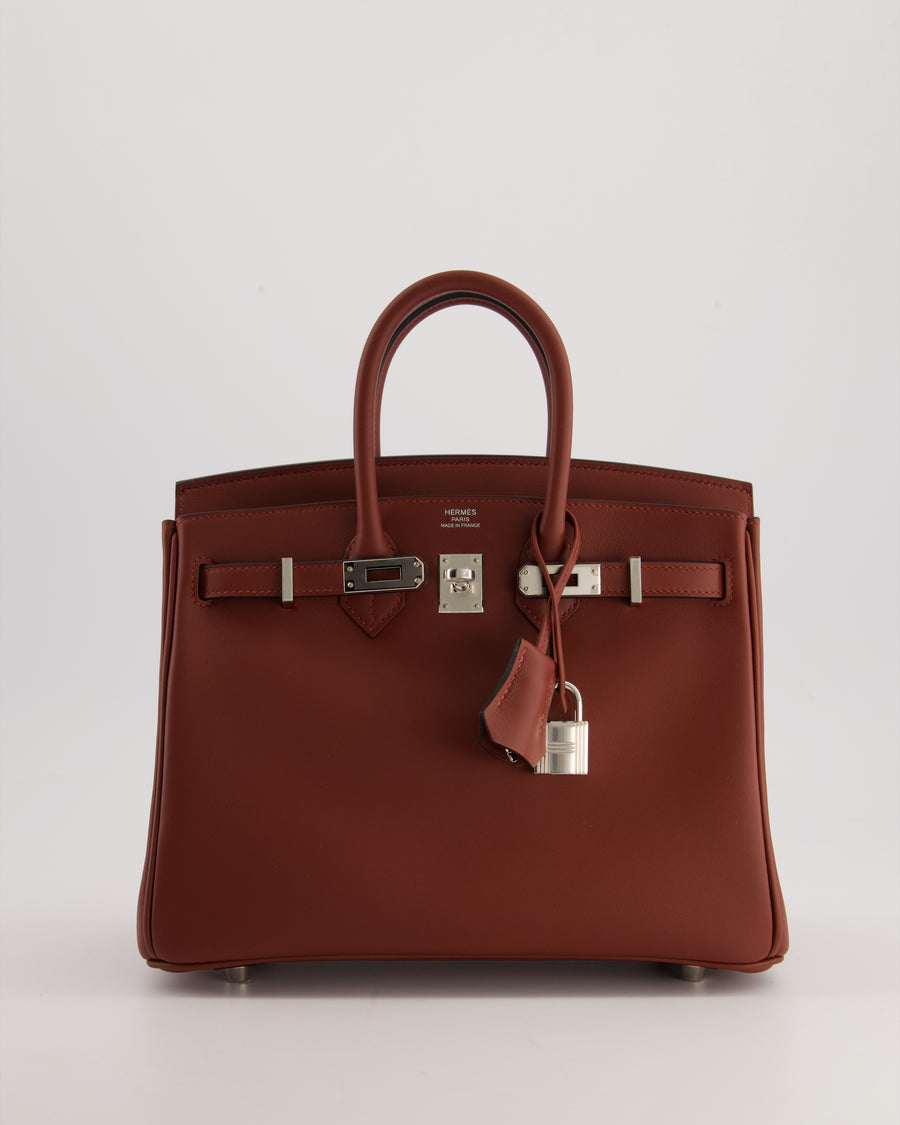 *SUPER RARE* Hermès Birkin 25cm Retourne in Rouge H Swift Leather with Palladium Hardware