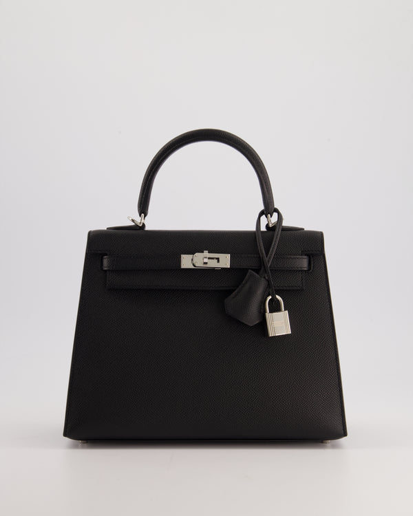 Hermés Kelly 25cm Bag in Black Epsom Leather with Palladium Hardware