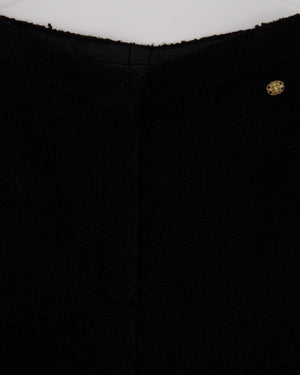 Chanel Straight Leg Black Tweed Trousers With CC Logo Button Detail Size FR 38 (UK 10)