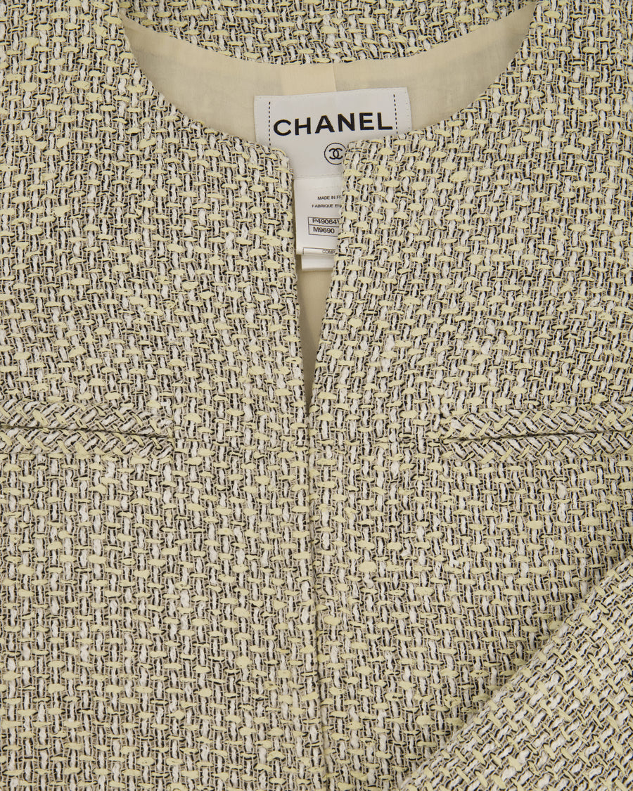 Chanel Black and Beige Tweed Jacket With Pocket Detail Size FR 42 (UK 14)