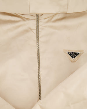 Prada Beige Nylon Hooded Puffer Jacket with Logo Detail Size IT 38 (UK 6)