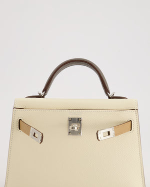 *RARE* Hermès Mini Kelly II Tricolour 20cm Bag In Nata, Chai and Gris Meyer Epsom Leather with Palladium Hardware