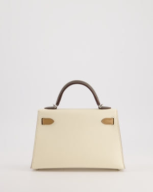 *RARE* Hermès Mini Kelly II Tricolour 20cm Bag In Nata, Chai and Gris Meyer Epsom Leather with Palladium Hardware