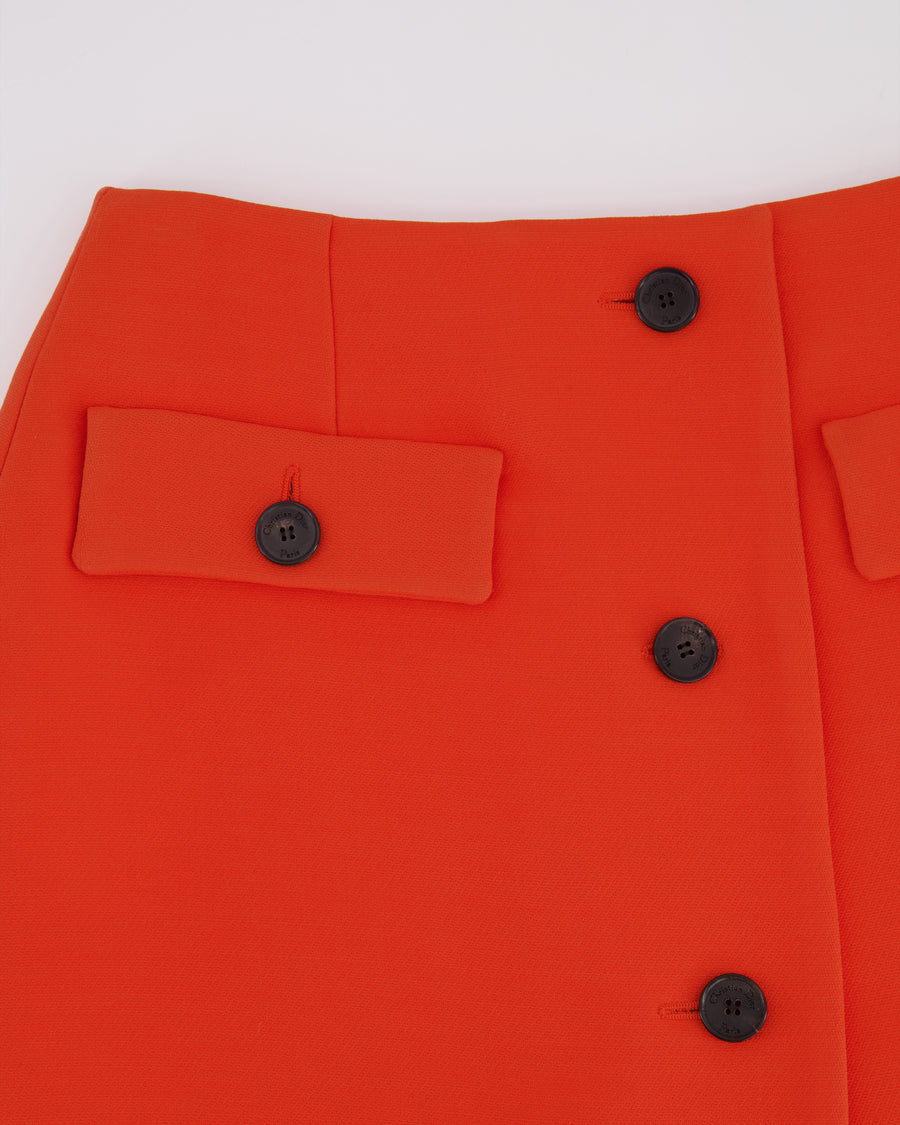 Dior Orange Mini Skirt with Pocket and Button Details Detail Size FR 36 (UK 8)