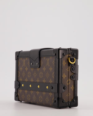 Louis Vuitton Brown Petite Malle Bag in Monogram Canvas & Black Calfskin Leather with Gold Hardware RRP £4,550