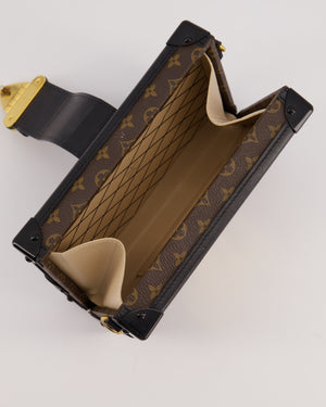 Louis Vuitton Brown Petite Malle Bag in Monogram Canvas & Black Calfskin Leather with Gold Hardware RRP £4,550