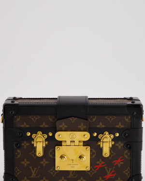 Louis Vuitton Brown Petite Malle Bag in Monogram Canvas & Black Calfskin Leather with Gold Hardware RRP £4,550