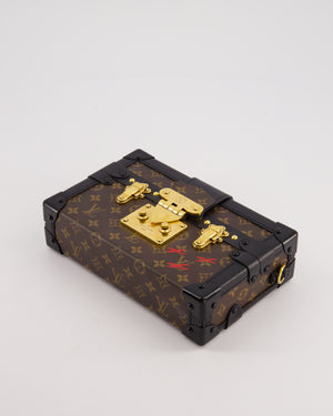 Louis Vuitton Brown Petite Malle Bag in Monogram Canvas & Black Calfskin Leather with Gold Hardware RRP £4,550