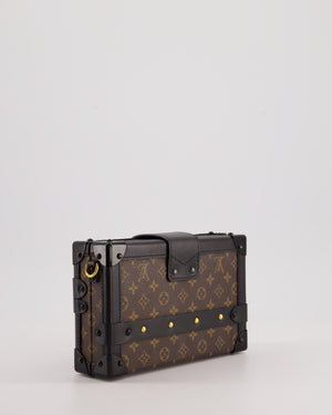 Louis Vuitton Brown Petite Malle Bag in Monogram Canvas & Black Calfskin Leather with Gold Hardware RRP £4,550