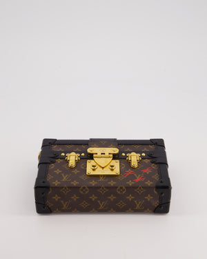 Louis Vuitton Brown Petite Malle Bag in Monogram Canvas & Black Calfskin Leather with Gold Hardware RRP £4,550