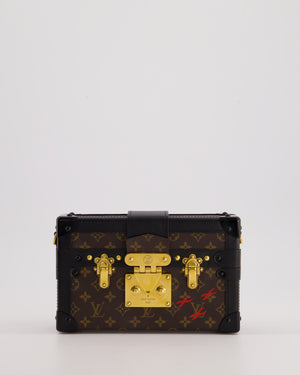 Louis Vuitton Brown Petite Malle Bag in Monogram Canvas & Black Calfskin Leather with Gold Hardware RRP £4,550