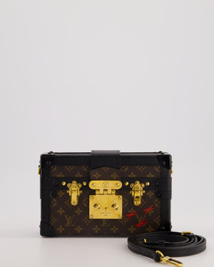 Louis Vuitton Brown Petite Malle Bag in Monogram Canvas & Black Calfskin Leather with Gold Hardware RRP £4,550