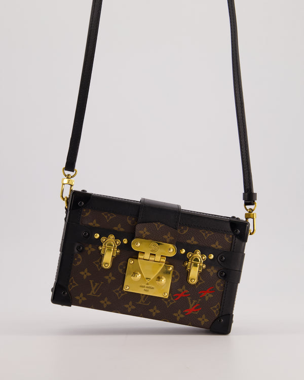 Louis Vuitton Brown Petite Malle Bag in Monogram Canvas & Black Calfskin Leather with Gold Hardware RRP £4,550