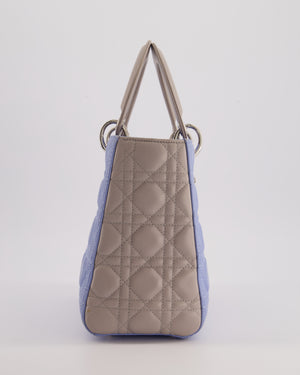 Christian Dior Celeste & Light Grey Medium Lady Dior Bag in Cannage Lambskin with Silver Hardware RRP £5,300