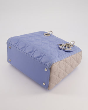 Christian Dior Celeste & Light Grey Medium Lady Dior Bag in Cannage Lambskin with Silver Hardware RRP £5,300